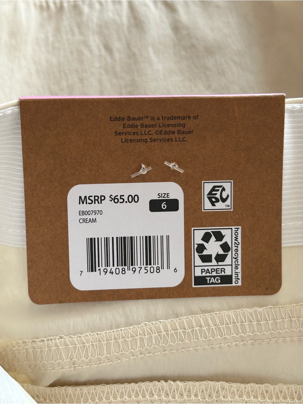 Eddie Bauer Women’s Hiker Shorts Size 6 Cream NWT Stretch UPF 50 StormRepel - Picture 6 of 9
